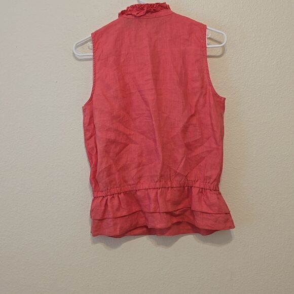 ZOE D. RUFFLE linen top SIZE MEDIUM - Picture 4 of 10